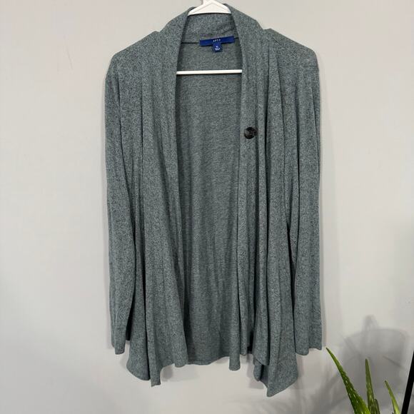 Apt 9. Heather Blue Green One Button Cardigan Sweater Size XL Long Sleeves - Picture 2 of 13
